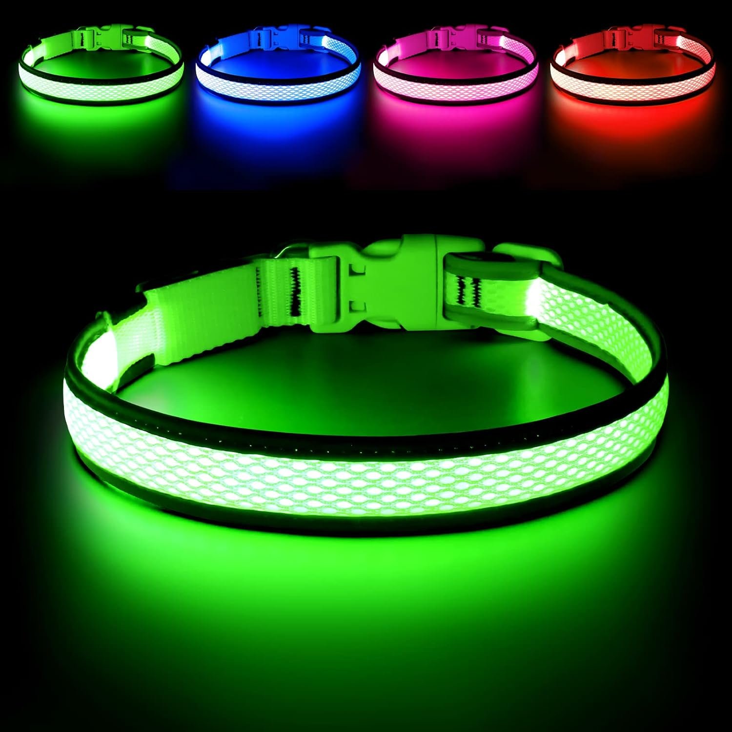 LED Dog Collar, USB Rechargeable Light Up Dog Collar