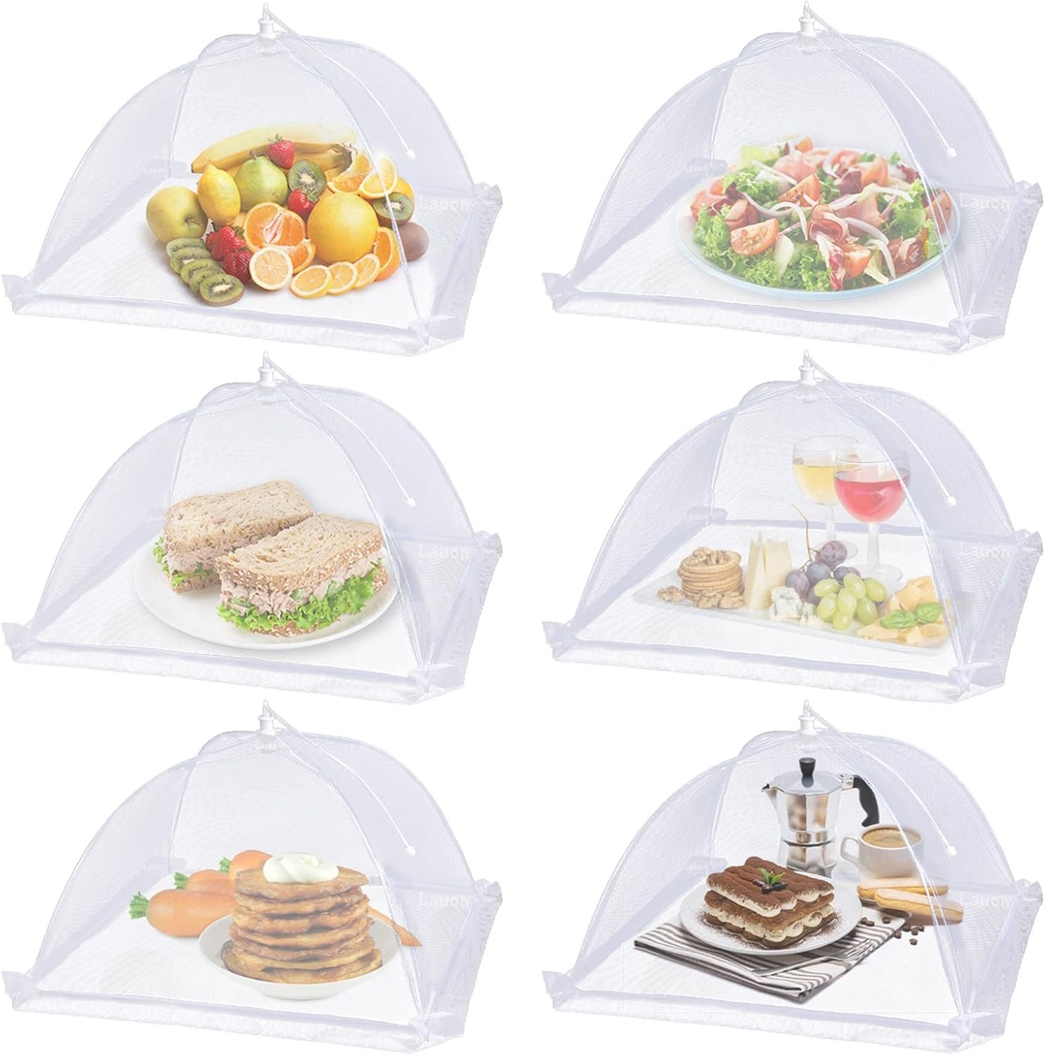 Large Food Cover,6 Pack Mesh Food Tent,17"x17",White